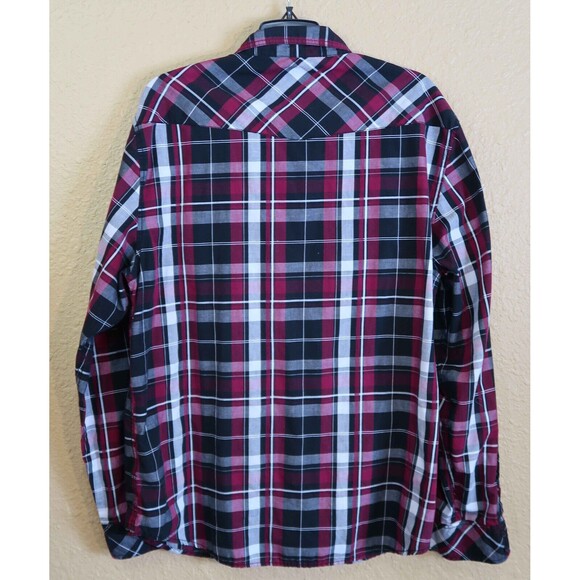 Chalc Shirt Mens Size XL Long Sleeve Button-Up Black Red Plaid Western Rodeo - Picture 3 of 9